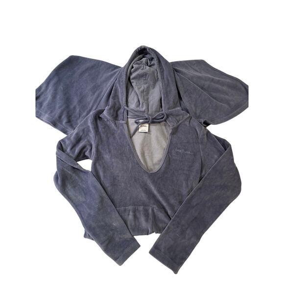 Iets Frans Velour Hooded Jumpsuit – Blue/Gray – Size M – Y2K Lounge One Piece - Picture 9 of 9